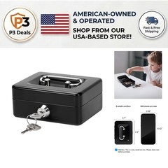 Secure X-Small Cash Box with Lock – Durable Black Steel for Personal Items