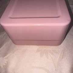 Pink Cash Box w/Lock Handle Locking Money, Metal 2 Key Piggy Bank 7 3/4×6.25”