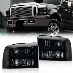 2005-2007 Ford F250 F350 Super Duty Headlights Black Smoke Clear Left Right