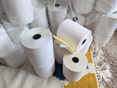 5 Roll 2 Ply Carbonless Rolls 3″ x 90′ 2Ply White/Canary Kitchen Receipt Paper