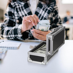 Cash Box with Lock, Aluminium Alloy Money Box for Cash Lockable Money Storage Bo