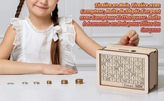 Wooden Money Box Piggy Bank with Marker Unbreakable Money Savings Box