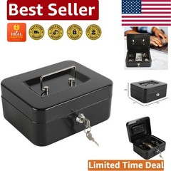 Durable Medium Cash Box with Key Lock and Removable Tray – Perfect for Home Use