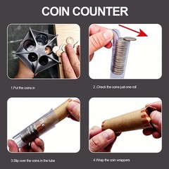 Coin Sorter Tube Coin Counter with Coin Wrappers,5-IN-1 Change Sorter3387