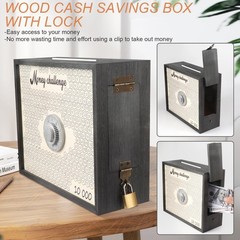 Mczxon 10000 Savings Challenge Box with Lock, Wooden Large 10k Money Saving B…