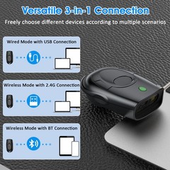 Bluetooth Barcode Scanner Mini 1D Portable 3-in-1 Wireless USB Wired Reader