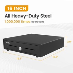 16″ Heavy Duty Cash Drawer Auto Open – 5 Bill/5 Coin, Emergency Switch, RJ11/12
