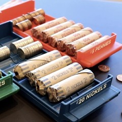Rolled Coin Storage Organizer 5 Tray Set with Ridges for Loose Coins | Dollar…