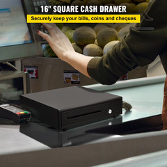 Cash Drawer 16″ Cash Register POS System 3 Unlocking Ways RJ11/RJ12 Square