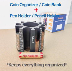 Coin Counter Change Sorter｜Pen & Pencil Holder as Desk Organizer｜Piggy Bank for