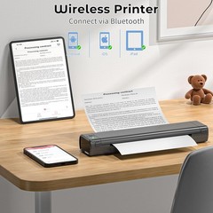 Portable Printers Wireless for Travel, M08F Printer, Grey and Black
