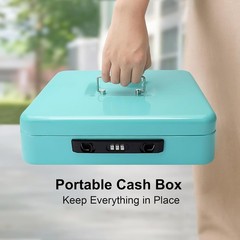 Portable Cash Box with Combination Lock – Light Blue