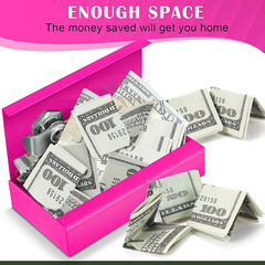 Portable Metal Cash Box With Keys Pocket Winner Bank Safe Rose Red Classic