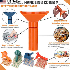 Coin Storage & Sorter Tubes 4 Color – 4 + 100, Red, Blue, Green, Orange