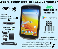 Zebra TC52 Android 14 Scanner 4GB/32GB Barcode – Unlocked – TC520K-1PEZU4P-NA
