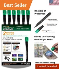 Dual Counterfeit Money Detector Pen, UV Light 6 Pack – Fake Money Bill Check…