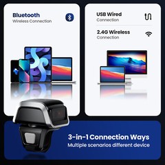 Eyoyo Bluetooth 2D Finger Ring Barcode Scanner Screen Scanning PDF417 for iPad