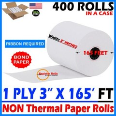 White Bond Paper Rolls, 3″ x 165′ – Case of 50 rolls Brand New RegisterRolls®