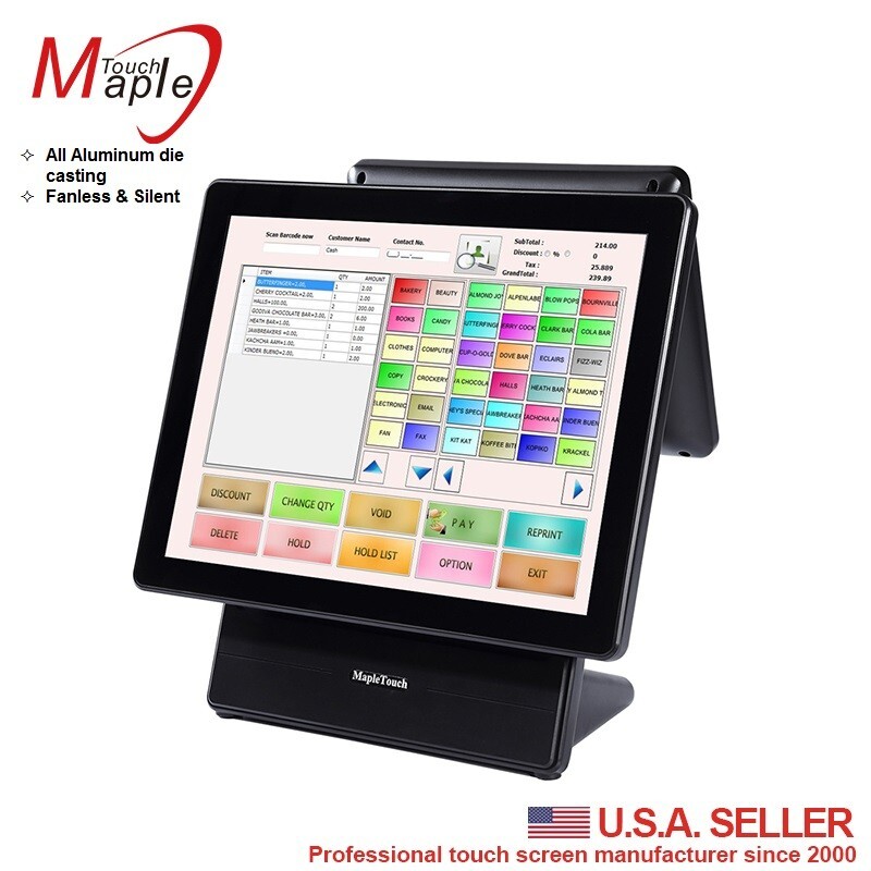 15″ POS touch computer all in one with 10.1″ second display
