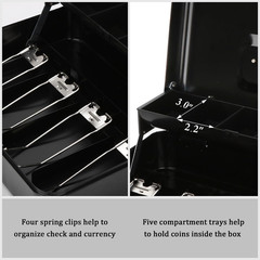 Large Cash Box with Money Tray and Lock – Safe Box for Cash Saving Key Lock Mone
