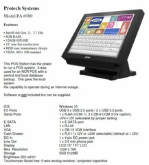 15″ POS Touch Screen, Protech, Intel® 6th Gen. i3, 8 GB RAM, 128GB SSD HD