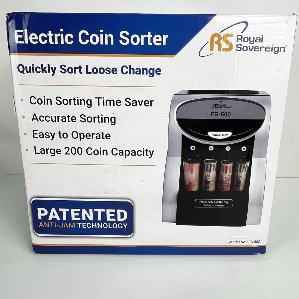 Royal Sovereign USD Coin Sorter, Patented Anti-Jam Technology with Coin Wrappers