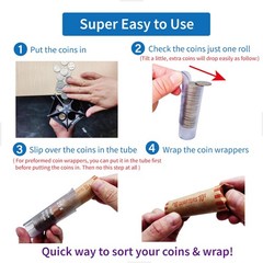 Manual Coin Counter Coin Sorter Tube with Coin Wrappers｜Sort & Roll Your Loos…