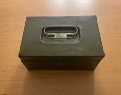 Vintage ASCO Art Steel Co New York OD Olive Drab Metal Safe Deposit Box NO KEY
