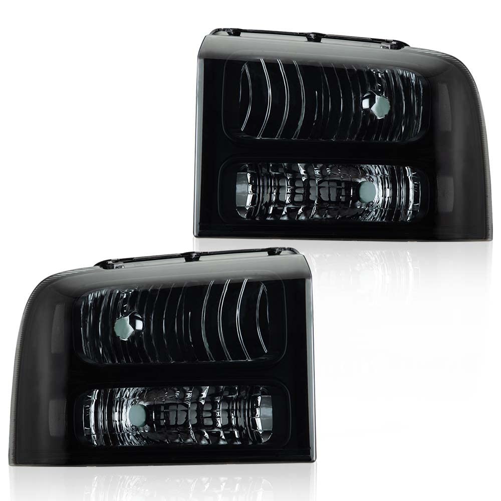 2005-2007 Ford F250 F350 Super Duty Headlights Black Smoke Clear Left Right