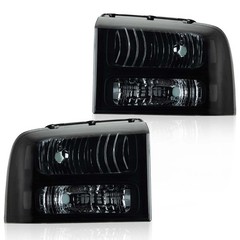2005-2007 Ford F250 F350 Super Duty Headlights Black Smoke Clear Left Right