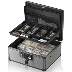 Lockbako Locking Cash Box with Money Tray and Key, Secure Money Safe Box for …