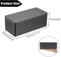 2 Packs Black Metal Cash Box Rectangular Money Organizer with Lid Currency Stora
