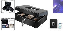 Large Portable Metal Cash Box – Secure Money Storage with Key Lock, 9.84″x7.87″