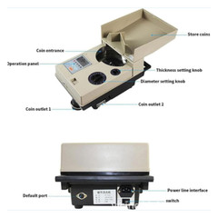 Coin Sort Machine Electronic Coin Counter with Smart Control Panel 1200Coins/Min