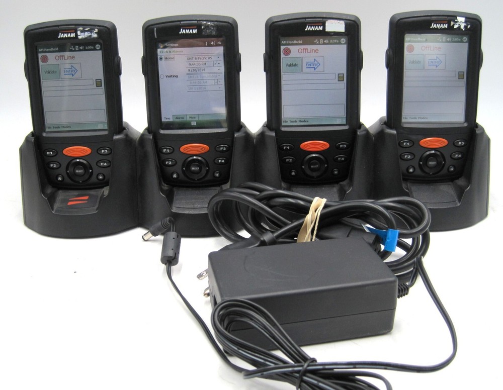 Set of 4 – Janam XM66 XM66W Windows 6.1 Mobile Handheld Scanner+CRD-P4 Charger