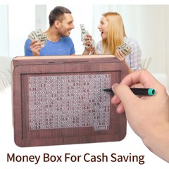 Cash Vault Wooden Savings Box, Wooden Cash Saver Money Saving Box With Countdown