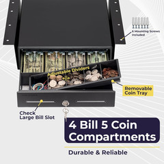 13″ Electronic Cash Register Drawer with under Counter Mounting Metal Bracket –