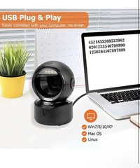 Automatic Omnidirectional Desktop Barcode Scanner, Hands-Free USB Wired QR Ba…
