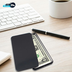 2 PCS Black Metal Cash Box Single Row Currency Tray Money Holder with Lid