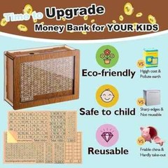 Money Box Handmade Reusable Piggy Bank Crafts Wooden Cash Box Storage -$10,000