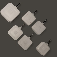 Square Reader- Lot Of 6 Magstripe Reader with 3.5mm Headphone Connector – White
