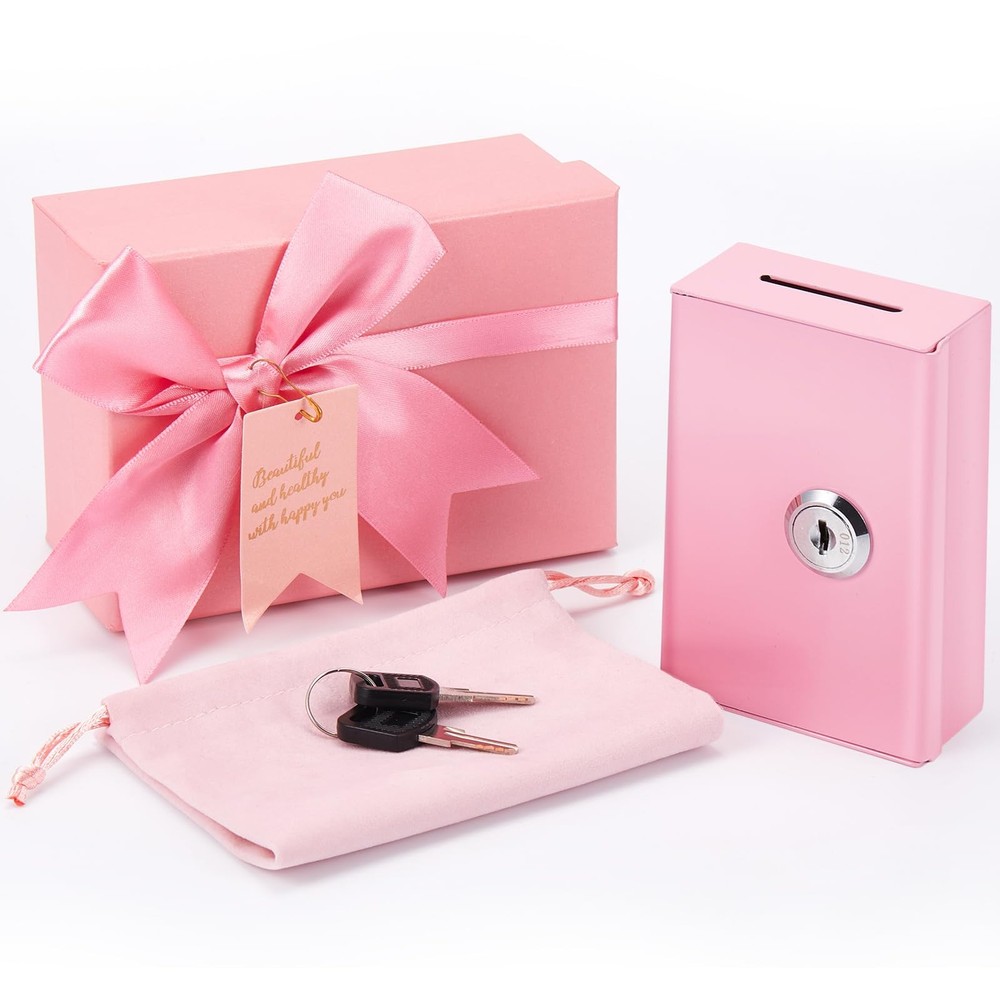 3 PCS Metal Cash Box Pocket Size Winners Bank Small Portable Money Slot Keys