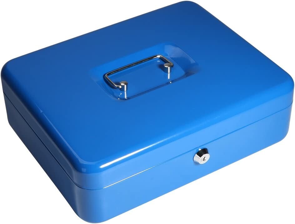 Decaller Metal Portable Key Lock 11.8″ Cash Box 5 Compartment Tiered Money Tray