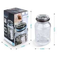 Gray Digital Coin Counting Bank, 1.8L Large Piggy Bank, All US Coins