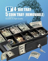 48Key Desktop Electronic Cash Register POS Casher Digital LED Display w/ Drawer