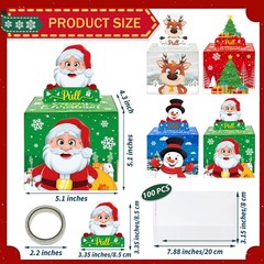 4 Pack Christmas Money Box for Cash Gift Pull,Christmas Tree & Snowman & Sant…