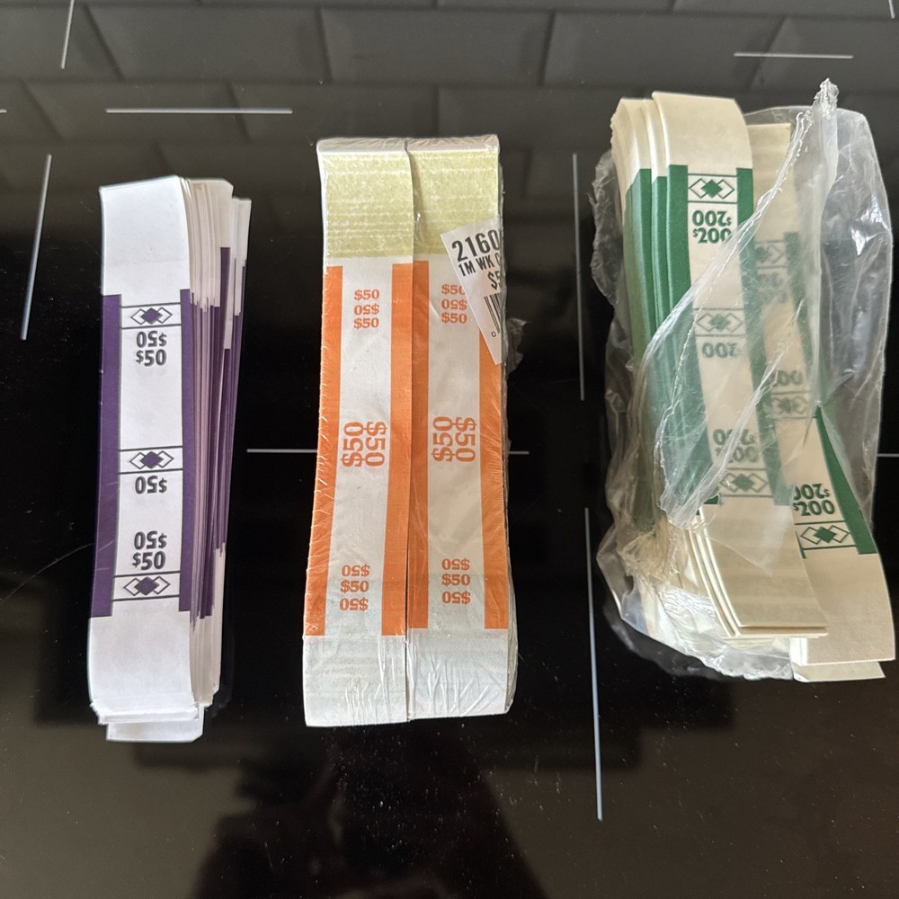 Currency Bands Self Sealing Various Bundle Straps Cash Money Bill $50 $200