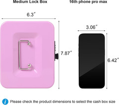 Medium Cash Box with Combination Lock – Durable Metal Cash Box with Money Tra…