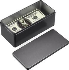 Metal Cash Box Black Money Holder Rectangular Cash Tin Box with Lid Empty Cur…