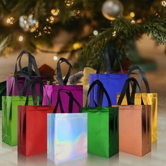 cabzymx 18 Pcs Multicolor Small Gift Bags Bulk, 8 x 3.9 x 9.8 In Glossy Non-w…
